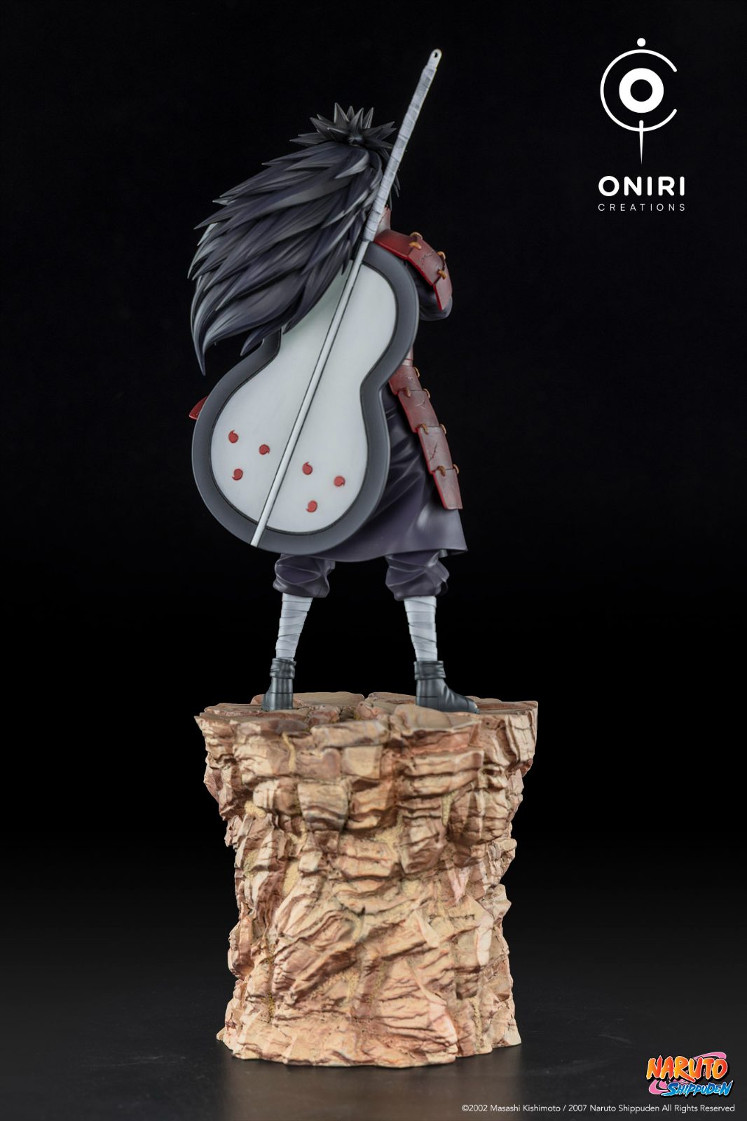 Madara Uchiha statue, rear view and Gunbai