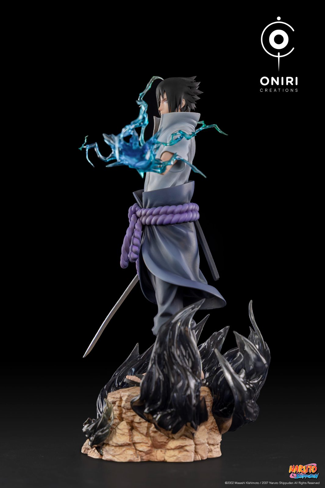 Sasuke Uchiha statue, three-quarter view